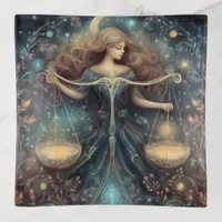 Libra Scales Zodiac Astrology Celestial Birthday Trinket Tray