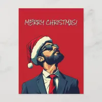 Businessman Red Christmas Celebration Postcard
