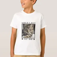 World's Best Cat Dad Pet Photo Paw Prints T-Shirt