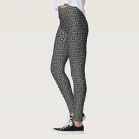 Black and Grey Abstract pattern Leggings