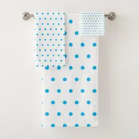 Blue Polka Dots Bath Towel Set