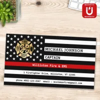 Thin Red Line Custom Fireman Fire Department Logo Business Card Magnet