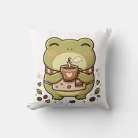 Frog Sipping Moment Throw Pillow