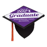 Modern Purple & White Graduation Cap Topper