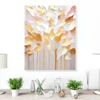 Blush Pink and Gold Abstract Leaf Wall Art Acrylic Photo Tile