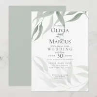 Wedding | Dusty Green Watercolor Woodland Foliage Invitation