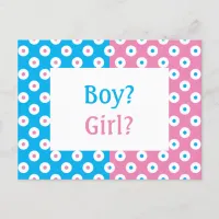 Cheery Polka-Dotted Gender Reveal Invite Postcard