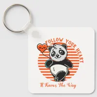 Follow Your Heart Panda Cute Inspirational Keychain