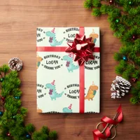 Cute Cartoon Dinosaurs Dino-Mite Birthday  Wrapping Paper