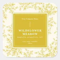 Elegant Wildflower Meadow Floral Candle Label