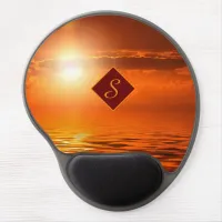 Monogram Sunset Orange Golden Sky Sea of Gold Gel Mouse Pad