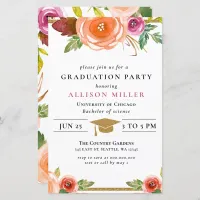 Budget Rustic Floral Graduation Invitation