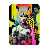 Fantasy Woman and Animals Colorful Collage Magnet