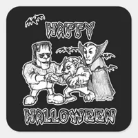 Funny Monsters - Happy Halloween Square Sticker