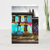 Urban Art Abandoned Graffiti Building   Card