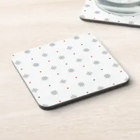 Christmas snowflakes and dots pattern beverage coaster