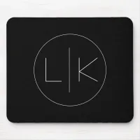 Minimalistic Elegant Initials in White on Black  Mouse Pad