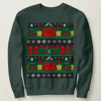 Futuristic Festive: Ugly Red Snowflake Pattern Sweatshirt