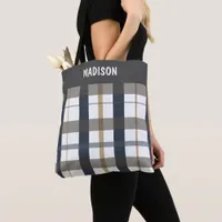 Trendy Modern winter fall plaid Tote Bag