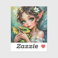 Pretty  Fairy and Dragon Themed Girl's   Sticker