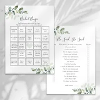 Double Sided He Said She Said Bridal Shower Games Invitation