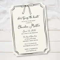 She's Tying the Knot Hand Drawn Bow Bridal Shower Invitation