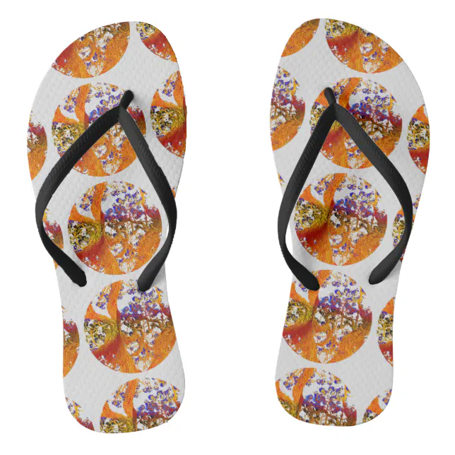 Golden flowery tree flip flip flops