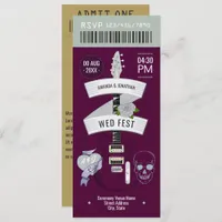 Dark Romance Rock ’n’ Roll Wedding Ticket Invitation