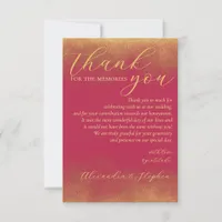 Magenta Calligraphy Couple Name Monogram Photo Thank You Card