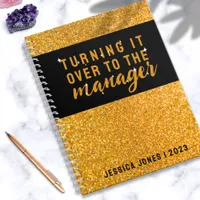 Universal Manager Stylish Gold Glitter Black  Notebook