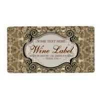 Vintage Cafe Latte Lace Wedding Wine Labels