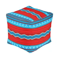 Southwest River Canyon Red and Turquoise Small Sq  Pouf