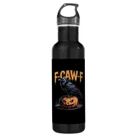 F-Caw-F Halloween Raven Jack-O-Lantern Spooky Seas Stainless Steel Water Bottle