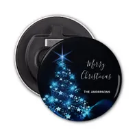 Christmas black blue modern shining tree name bottle opener