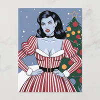 Vampire Lady Christmas Postcard