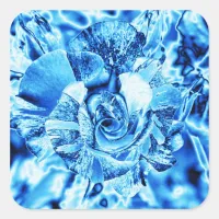 Blue Ice Rose Photo Edit Square Sticker