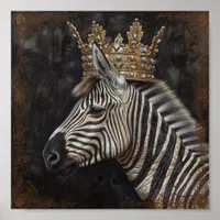 Adorable Zebra in a Crown Poster