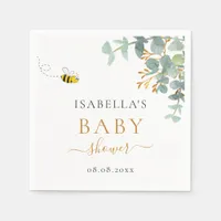 Baby Shower mom to bee eucaluptus script script Napkins