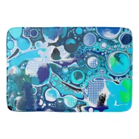 Blue Sea Bubbles Abstract Art Bath Mat