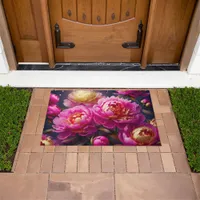 Gorgeous pink peonies with golden accents  doormat