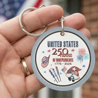 USA 250th Anniversary Patriotic Gnome Keychain