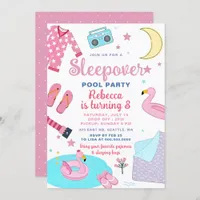 Slumber Pool Party Pink Girl Tween Teen Birthday  Invitation