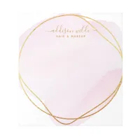 Script Blush Pink Watercolor Gold Circle Business Notepad