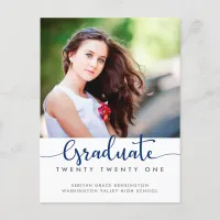 Modern Elegant Graduation Script Photo Announcement Postcard