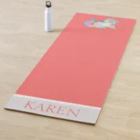 Rainbow Unicorn Personalized Coral & Colorful Yoga Mat