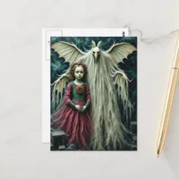 Vintage Child and Moth Christmas Horror Postcard