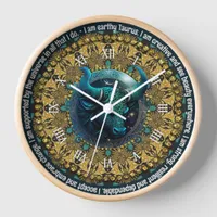 Teal+Gold Astrology Affirmations Taurus Zodiac Clock