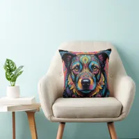 Bohemian Mosaic Majesty: The Painted Dog Throw Pillow