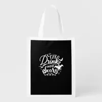 Womens Eat Drink And Be Scary Halloween Modern Grocery Bag