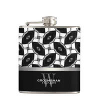 Black White Diamond Eye Pattern Memento Hip Flask